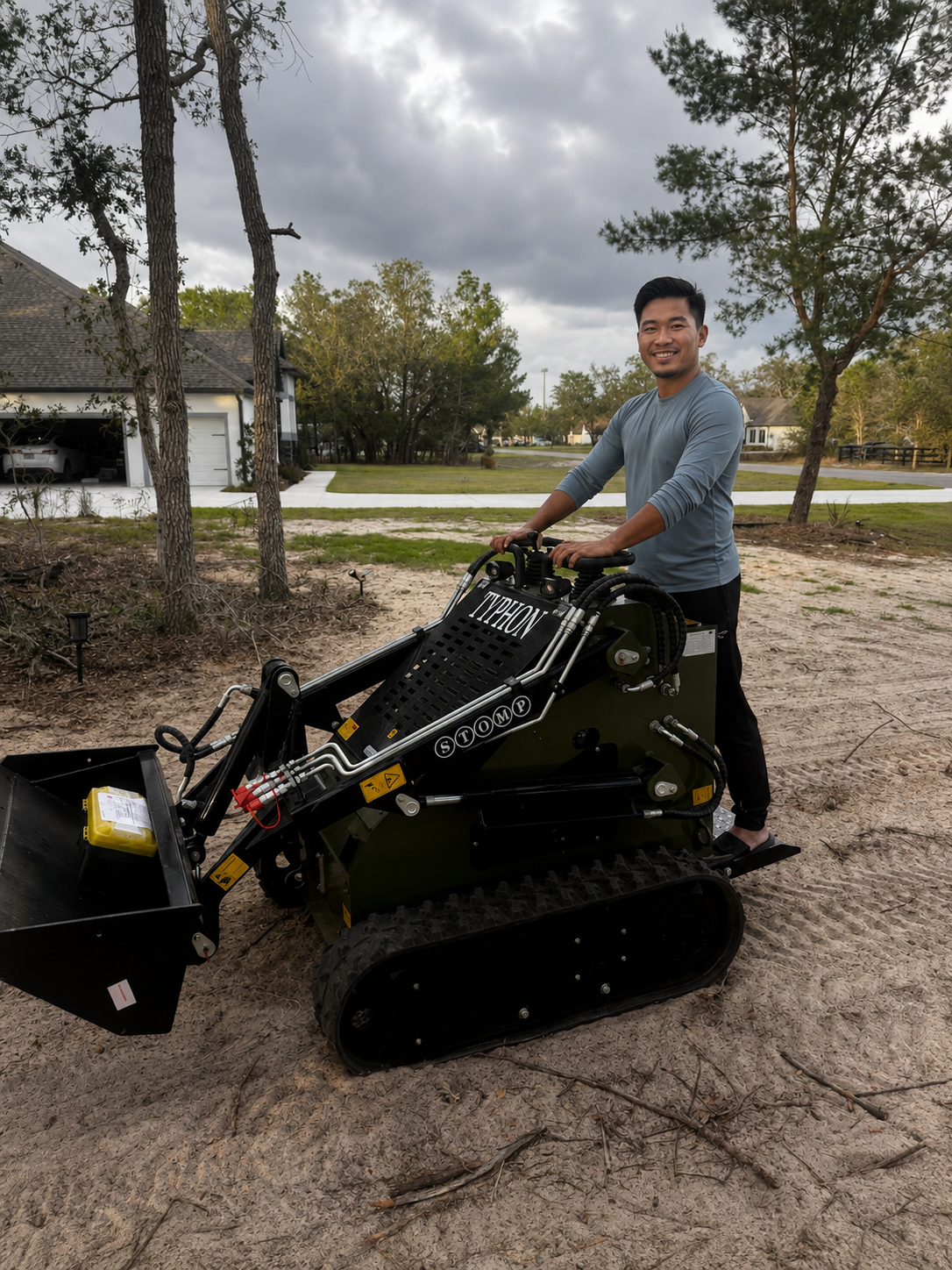 Skid steer loader delivery and construction equipment